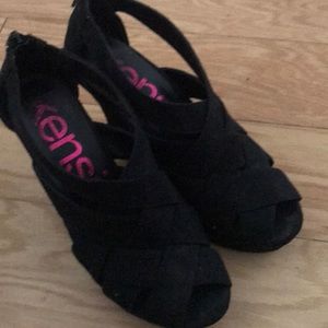 Black suede wedges